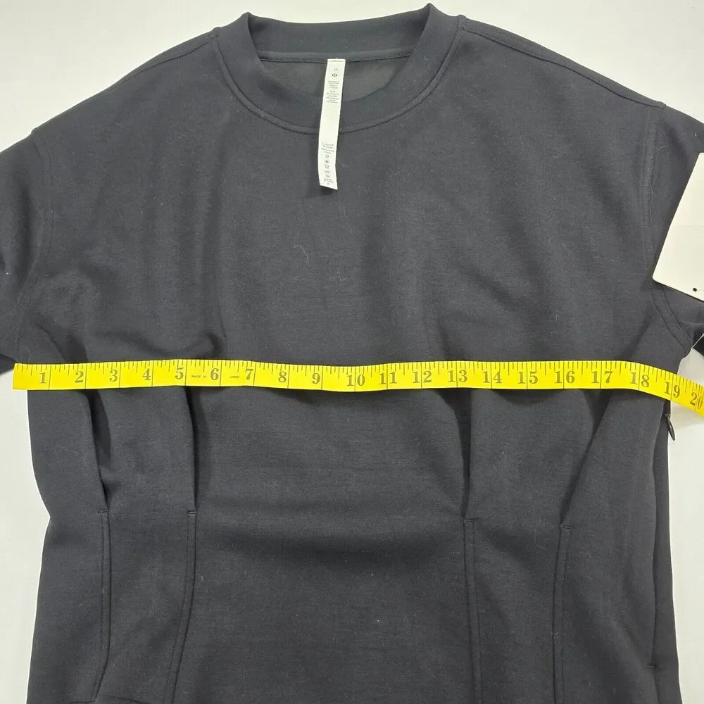 NWT Lululemon Atheltica Women's Gathered Waist Crew Pullover Black Size 10
